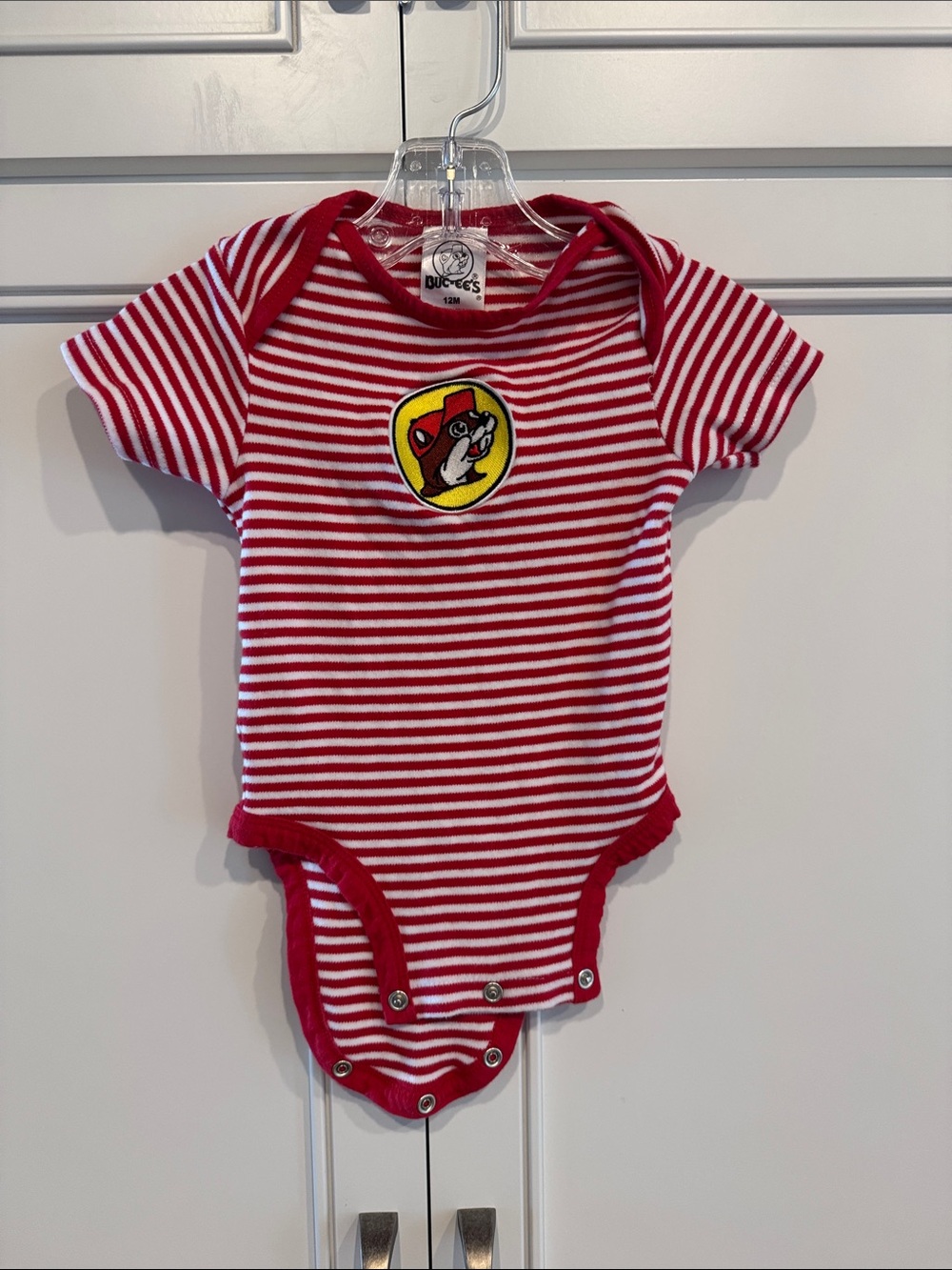 BUC-EES Red & White Striped Classic Baby One-Piece Bodysuit